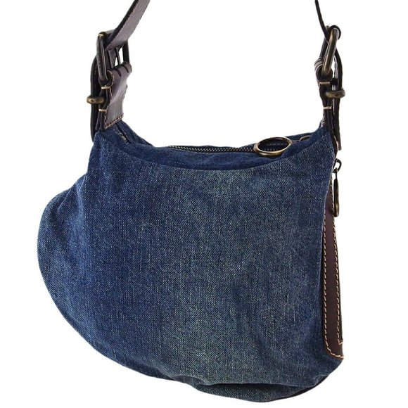 FENDI shoulder bag denim combination denim canvas leather used t18145 - Picture 1 of 7